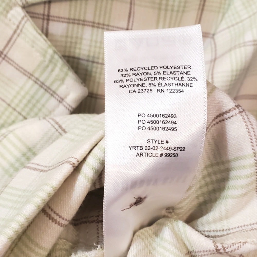 Aritzia Sunday Best - Green Plaid Tuesday Crop Button Notch Collar - Size M - Picture 7 of 7